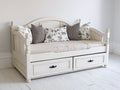 Divano letto - Legno-Tessuto - Lunghezza 210 cm x larghezza 100 cm x altezza 110 cm - Bianco - Stile classico