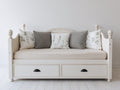 Divano letto - Legno-Tessuto - 205 x 98 x 108 cm - Bianco - Stile classico