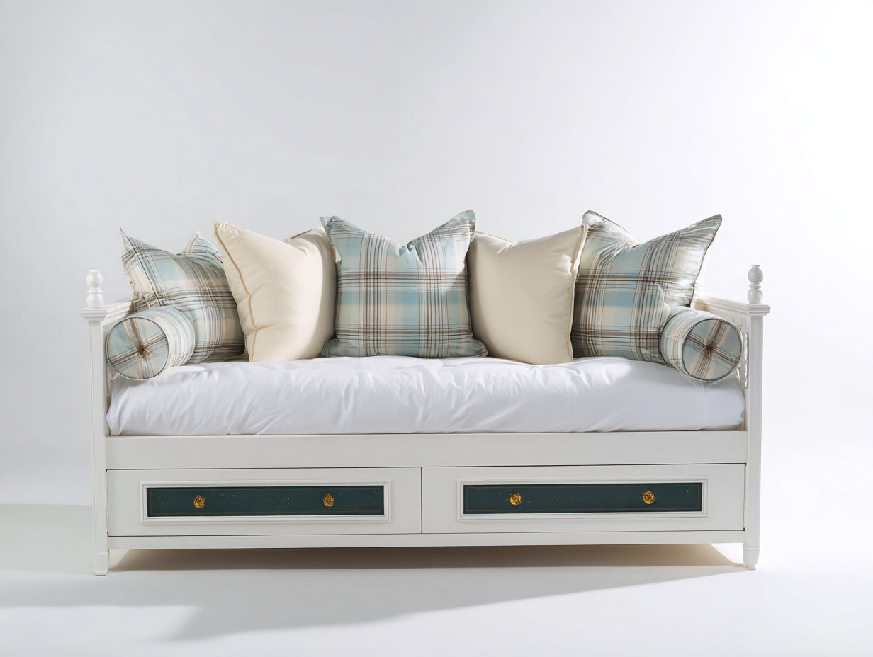 Divano letto - Legno-Tessuto - 208 x 98 x 103 cm - Bianco - Stile tradizionale