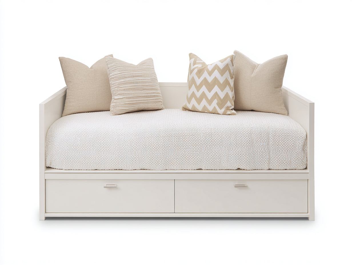 Divano letto - Legno-Tessuto - 198 x 94 x 88 cm - Avorio - Stile moderno