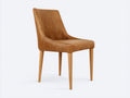 Sedia da pranzo - Similpelle - Legno - 50 x 57 x 92 cm - Marrone chiaro-Naturale - Stile vintage essenziale