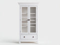 Vetrina-Legno-Vetro-85x40x180 cm-Bianco-Stile classico