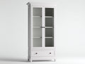 Vetrina-Legno-Vetro-90x40x185 cm-Bianco-Stile classico