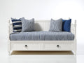 Divano letto - Legno-Tessuto - Lunghezza 205 cm x larghezza 98 cm x altezza 102 cm - Bianco - Stile classico