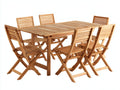 Set da pranzo da esterno - Legno - 180 x 95 x 75 cm - Marrone naturale - Stile classico con sedie pieghevoli