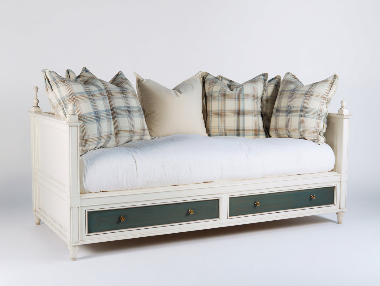 Divano letto - Legno-Tessuto - 208 x 98 x 103 cm - Bianco - Stile tradizionale