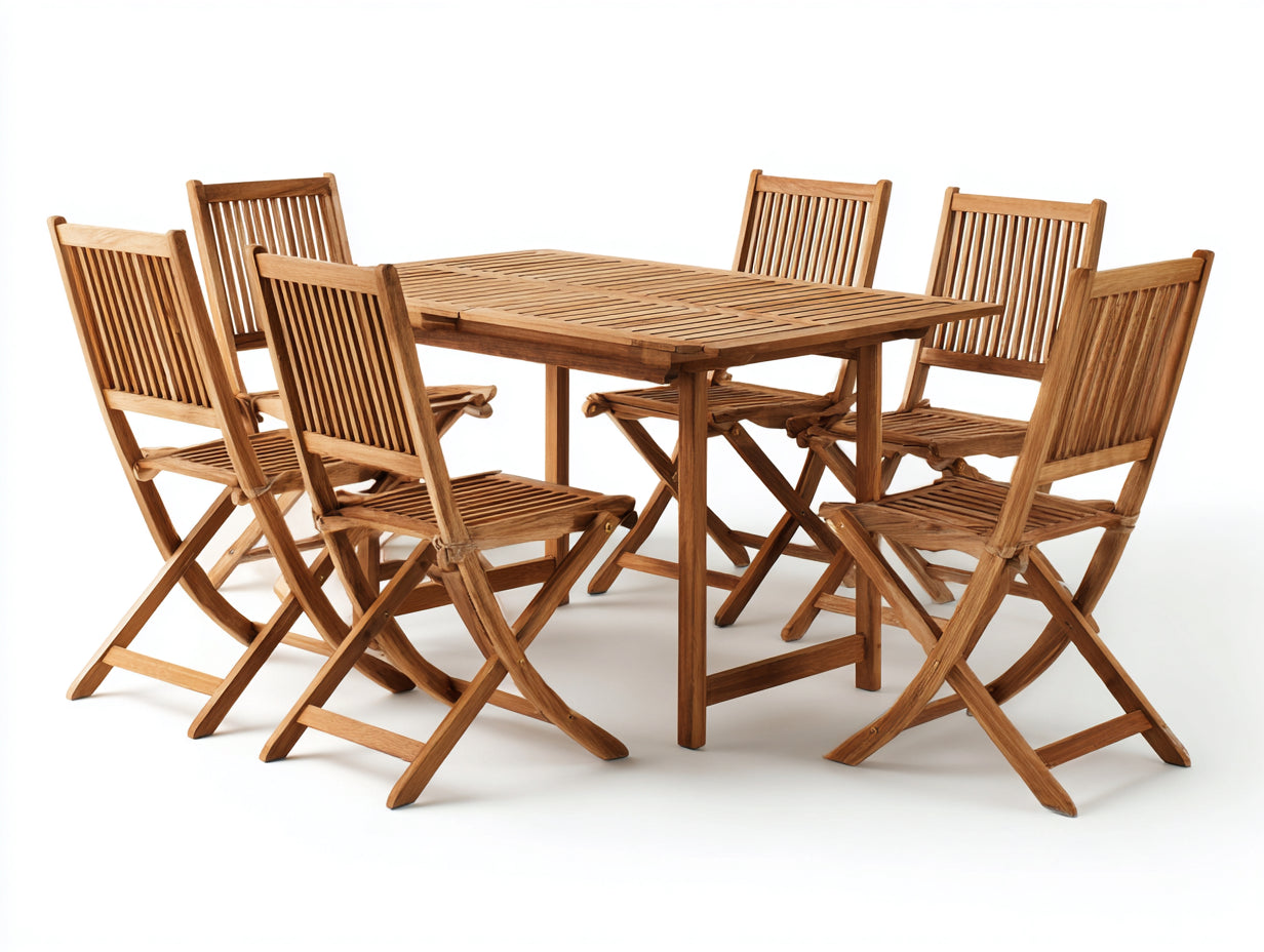 Set da pranzo da esterno - Legno - 168 x 90 x 75 cm - Marrone miele - Stile classico con sedie pieghevoli