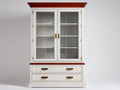 Vetrina-Legno-Vetro-110x42x190 cm-Bianco-Marrone-Stile classico