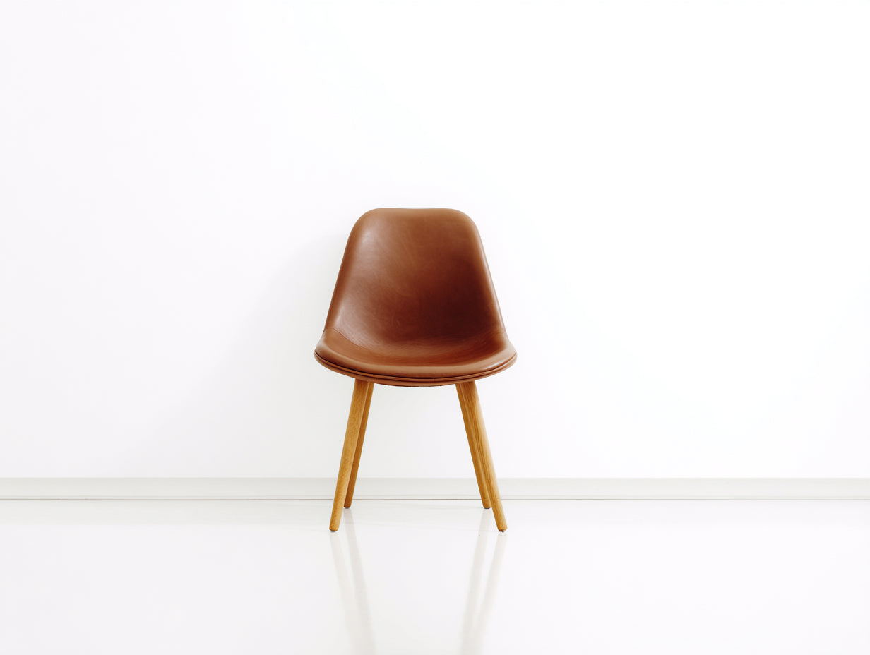Sedia da pranzo - Similpelle - Legno - 46 x 51 x 80 cm - Cognac-Naturale - Stile scandinavo