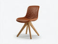 Sedia da pranzo - Similpelle - Legno - 50 x 56 x 84 cm - Cognac-Naturale - Design contemporaneo trapuntato