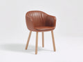 Sedia da pranzo - Similpelle - Legno - 59 x 58 x 80 cm - Cognac-Naturale - Stile contemporaneo con braccioli
